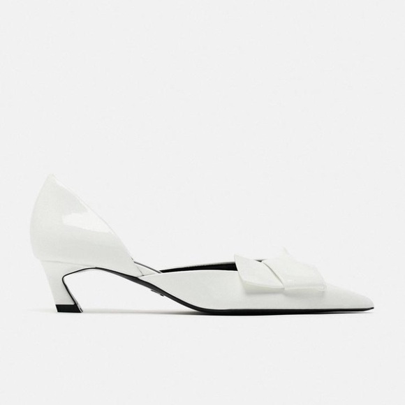 Zara HEELED PUMP WITH BOW DETAIL. White. Size 6. New with Tags. - Picture 4 of 8